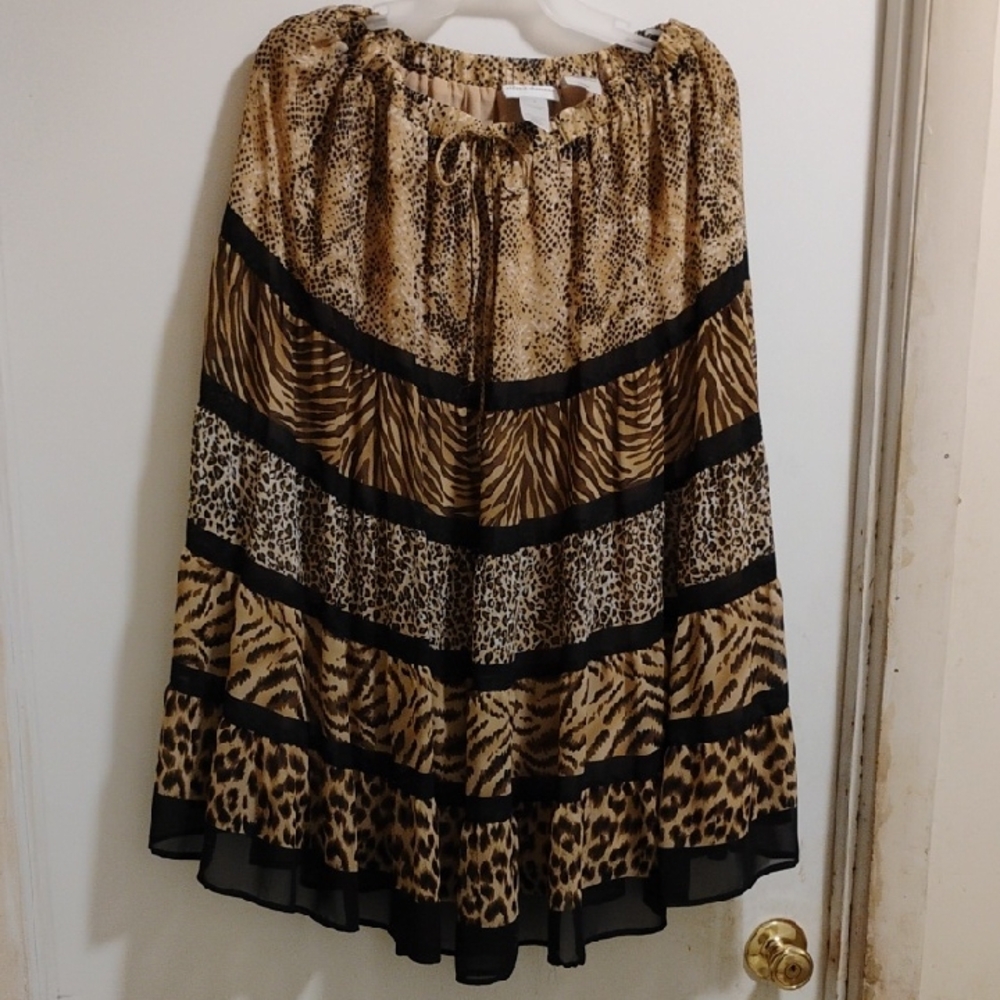 Alfred Dunner Brown & Black Mixed Animal Print A-Line Skirt